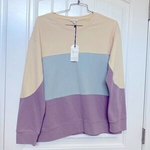 CottonBleu New Agenda Colorblock Pullover Sweatshirt S NEW